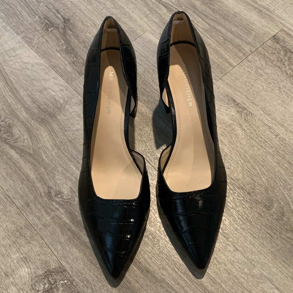 Marc Fischer Pointy Leather Black Block Heel